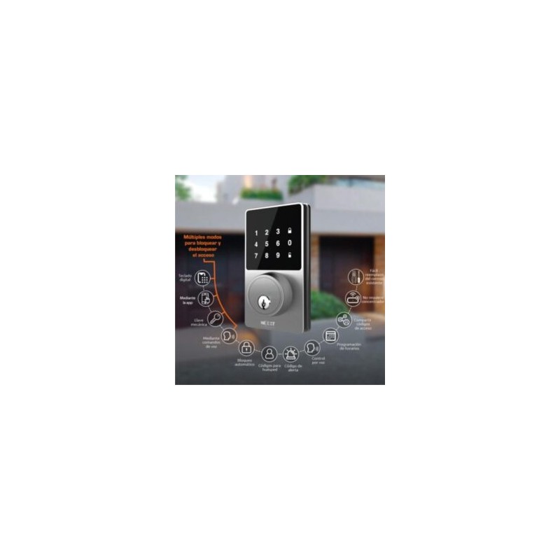 Cerradura WiFi Inteligente Nexxt Homme NHS-D100 Exterior/Interior Teclado Digital Negro
