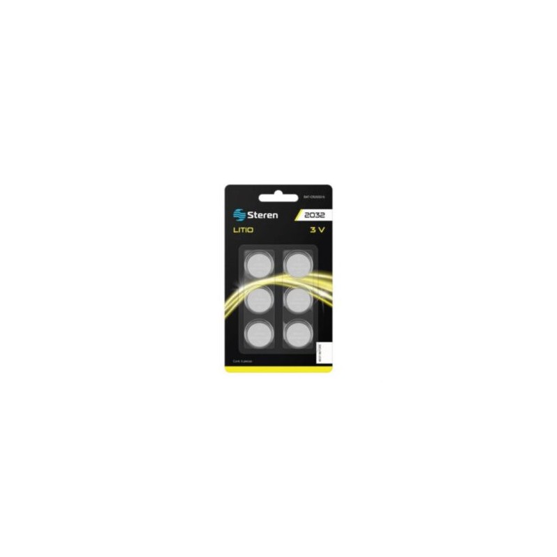 Pila de Litio Steren Tipo Botón CR2032 Capcidad 210 mAh 6 Piezas