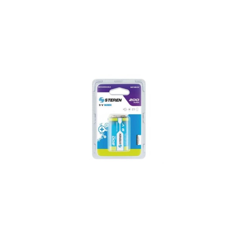 Pila Steren Recargable NiMH 9V Cuadrada 200MAH