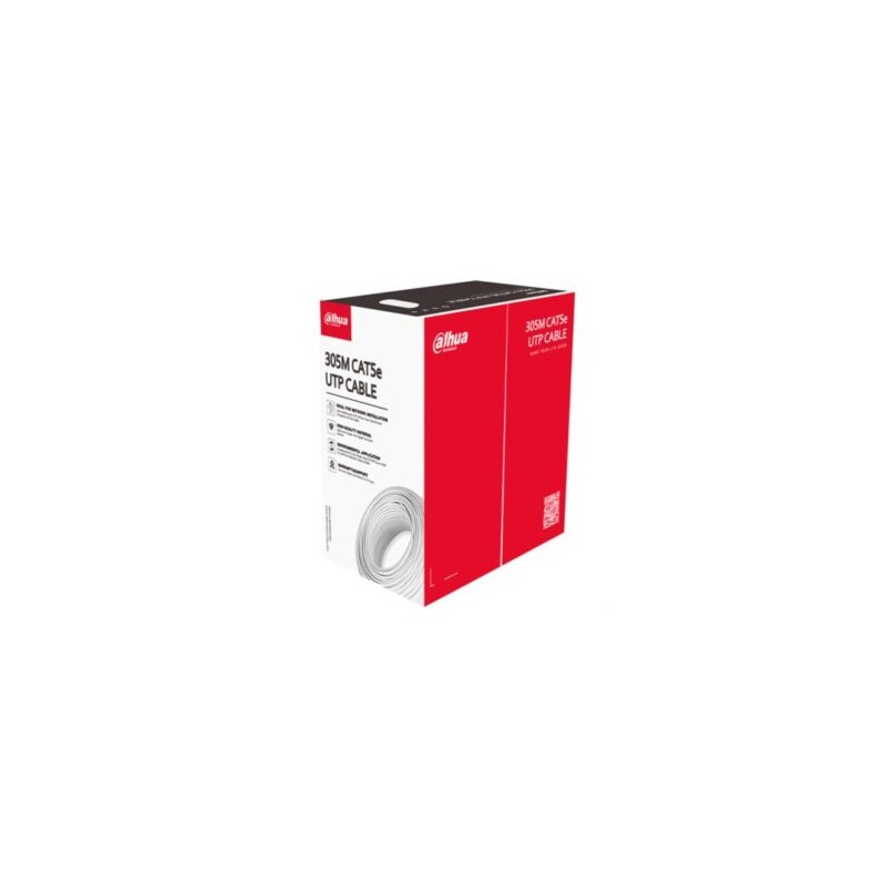 Bobina de Cable Dahua UTP Cat5e de 305m/100% Cobre/Color Blanco/CPR Eca/Video y Redes/Compatible con Alimentación PoE