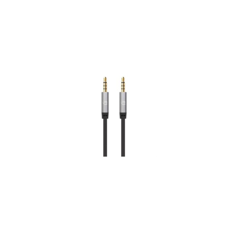 Cable Manhattan Auxiliar Audio Estéreo 3.5mm 5m Color Negro-Plata