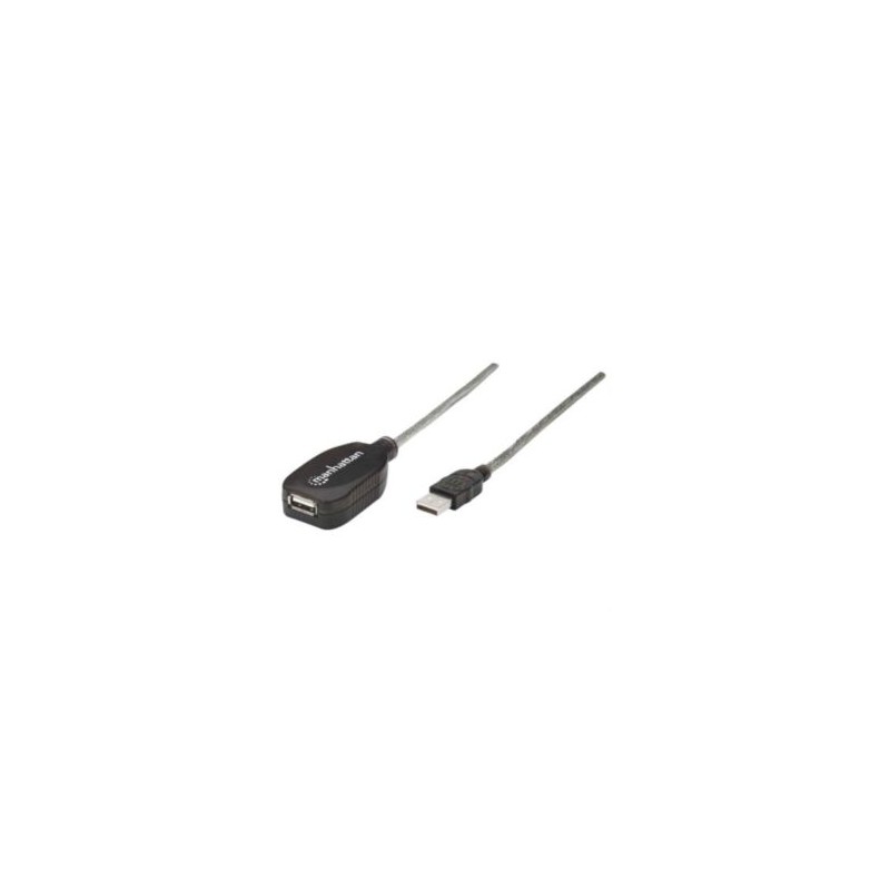 Cable Manhattan Extensión Activa USB-A 2.0 Alta Velocidad 5m Color Plata