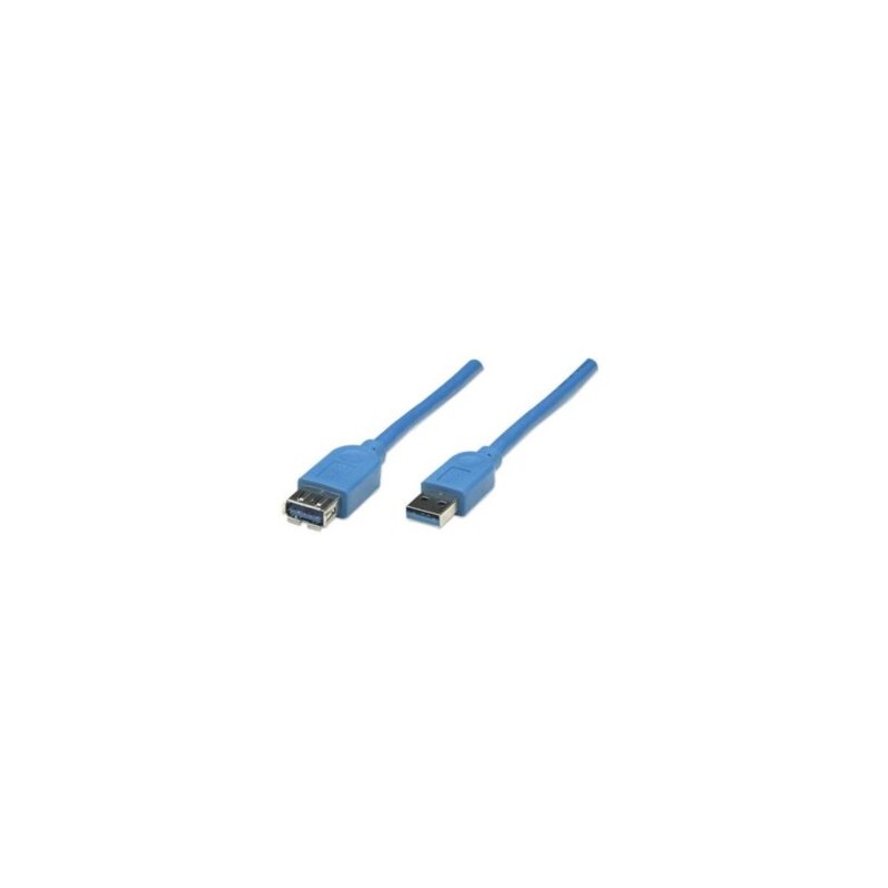 Cable Manhattan Extensión USB-A 3.0 Súper Velocidad 2m Color Azul