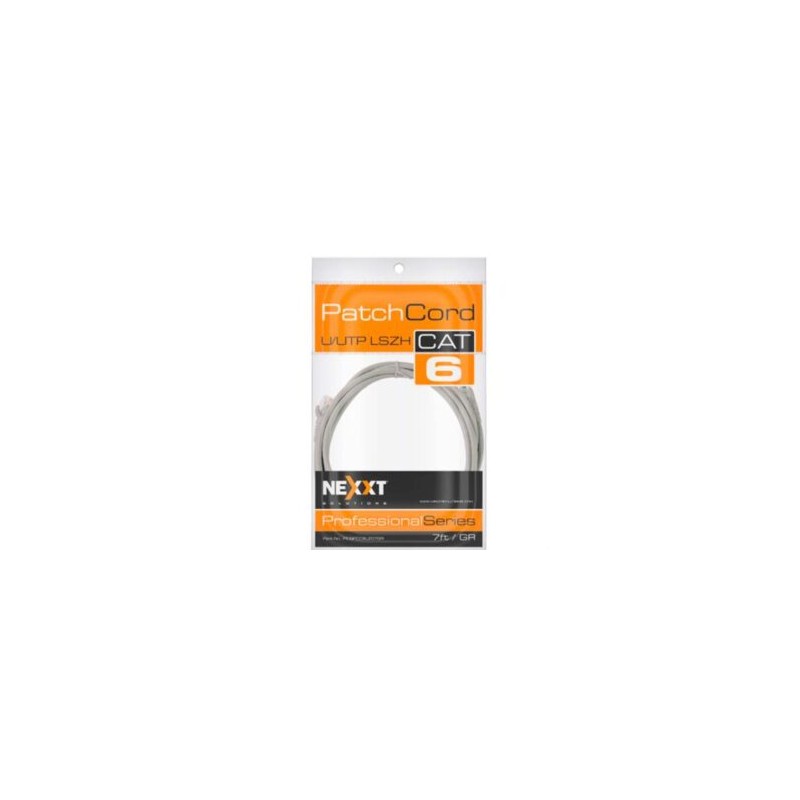 Cable de Conexión Red Nexxt Solutions U/UTP Cat6 2.10m LSZ2H Compuesto sin Halogeno de Baja Toxicidad Color Gris