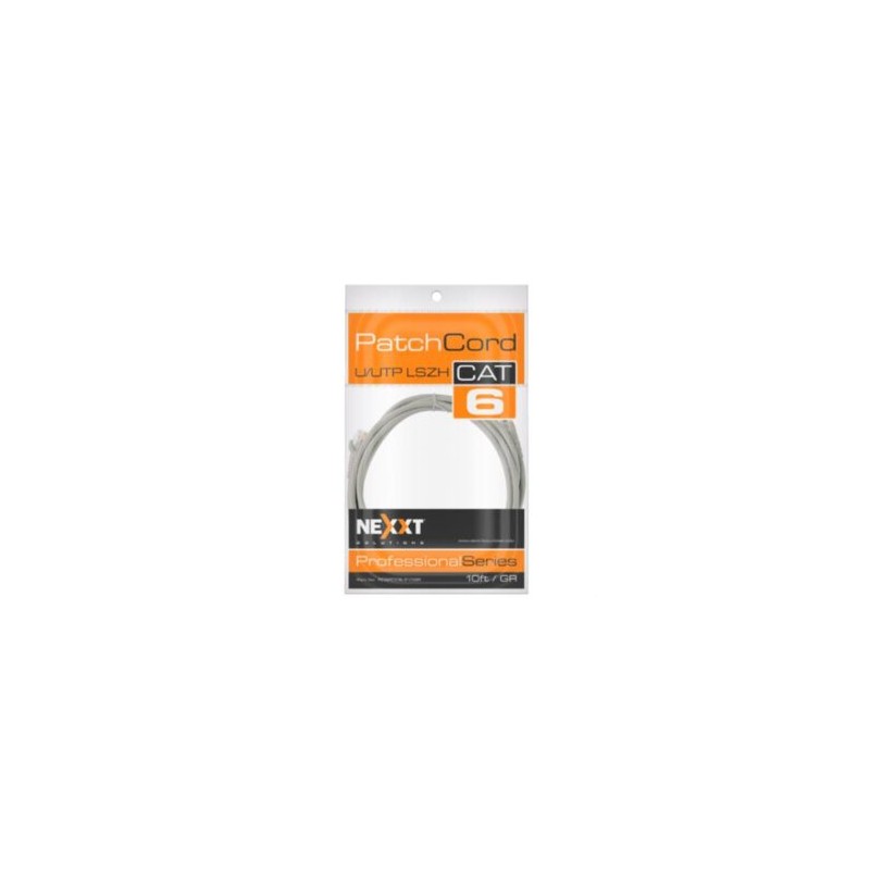 Cable de Conexión Red Nexxt Solutions U/UTP Cat6 3m LSZH Compuesto sin Halogeno de Baja Toxicidad Color Gris