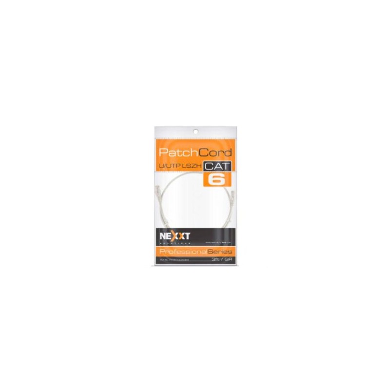 Cable de Conexión Red Nexxt Solutions U/UTP Cat6A 2.10m LSZH Compuesto sin Halogeno de Baja Toxicidad Color Gris