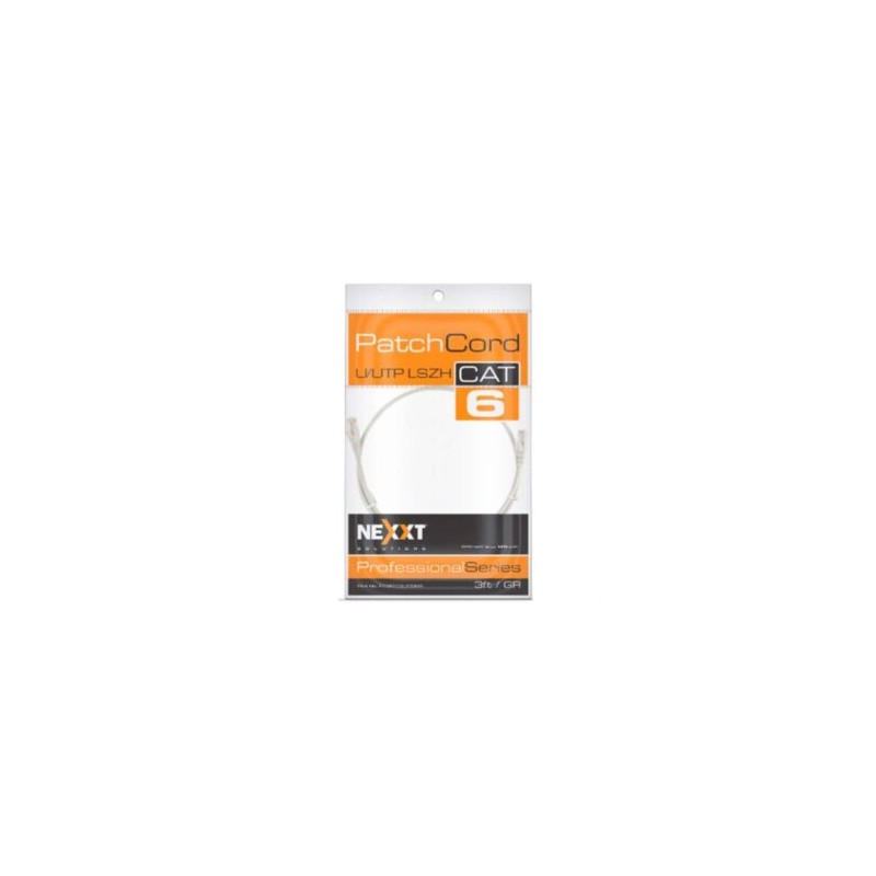 Cable de Conexión Red Nexxt Solutions U/UTP Cat6A 90cm LSZH Compuesto sin Halogeno de Baja Toxicidad Color Gris
