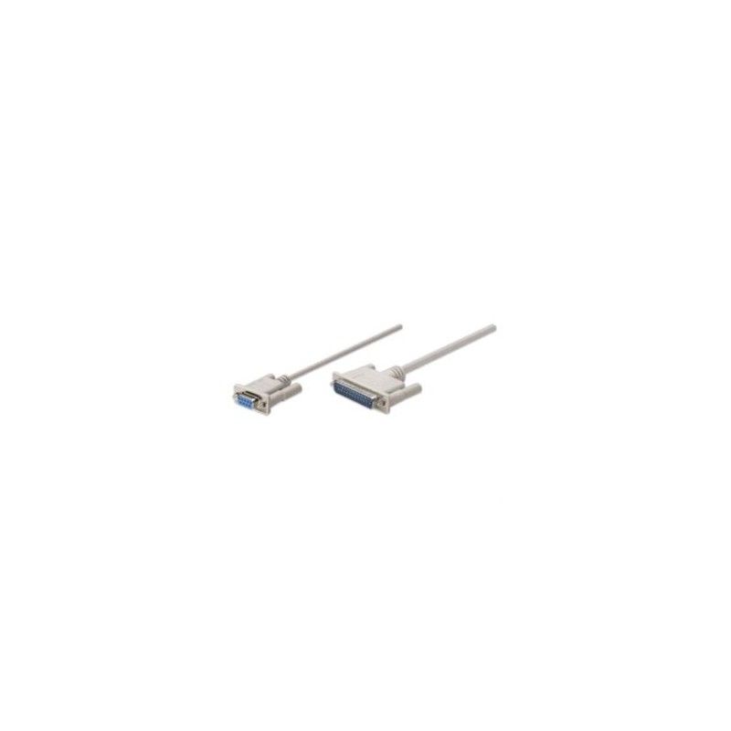 Cable Manhattan Null Modem DB9H-DB25M 1.8m Color Blanco
