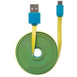Cable Manhattan Plano Alta Velocidad Micro-B USB 1.8m Color Azul-Amarillo