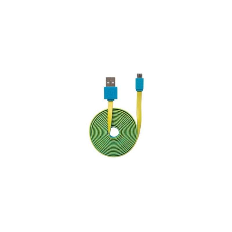 Cable Manhattan Plano Alta Velocidad Micro-B USB 1m Color Azul-Amarillo