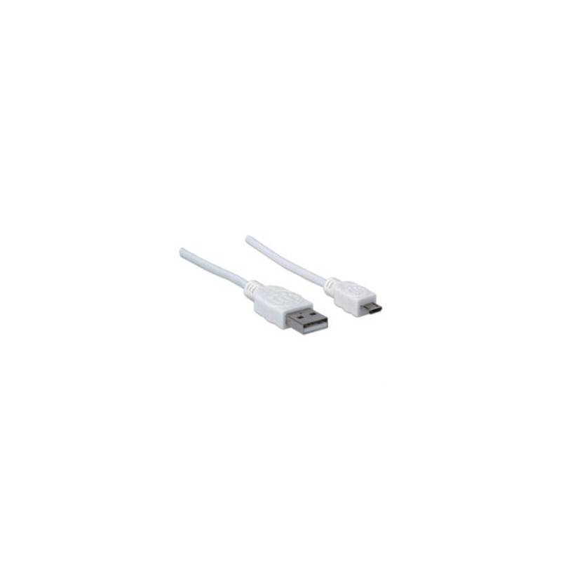 Cable Manhattan USB 2.0 A-M Micro-B Alta Velocidad 1.8m Color Blanco