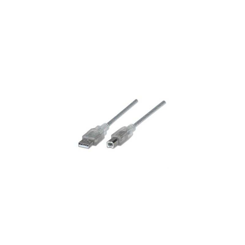 Cable Manhattan USB A-B 2.0 Alta Velocidad 4.5m Color Plata