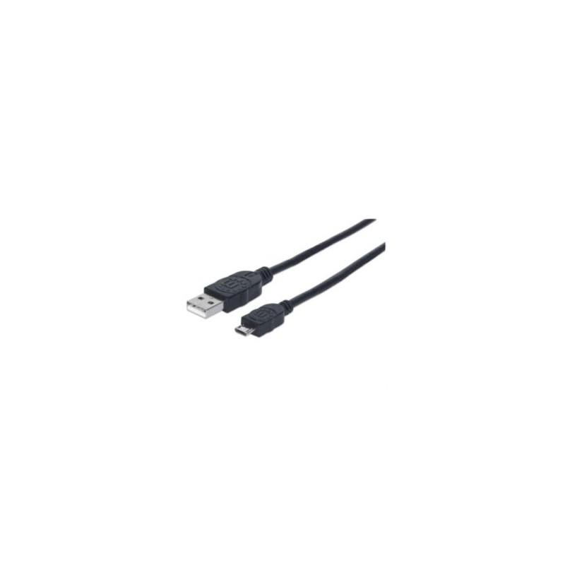 Cable Manhattan USB-A Micro USB-B 2.0 Alta Velocidad 0.5m Color Negro
