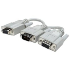 Cable Y Manhattan VGA Monitor HD15(2) 15cm Color Blanco