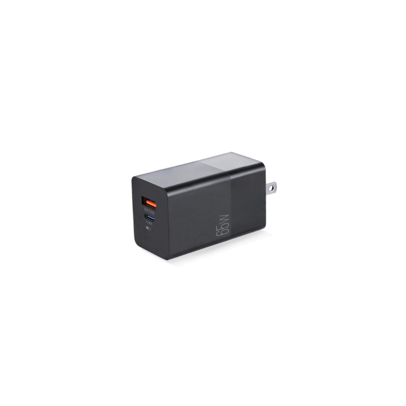 Cargador Argomtech Dual PD 65W PD Tipo-C y USB QC3.0 22W Enchufe Plegable Carga Rápida Color Negro