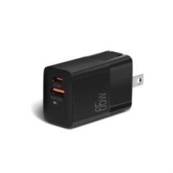 Cargador de Pared Argomtech Dual Rápido Tipo-C 65W y USB QC3.0 22.5W con Enchufe Plegable Color Negro