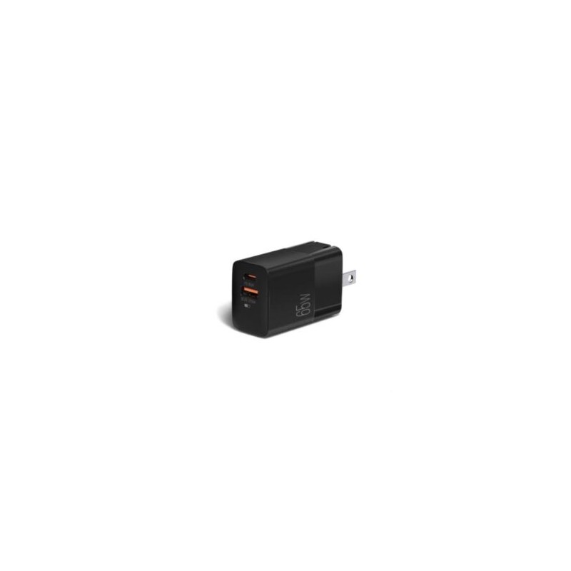 Cargador de Pared Argomtech Dual Rápido Tipo-C 65W y USB QC3.0 22.5W con Enchufe Plegable Color Negro