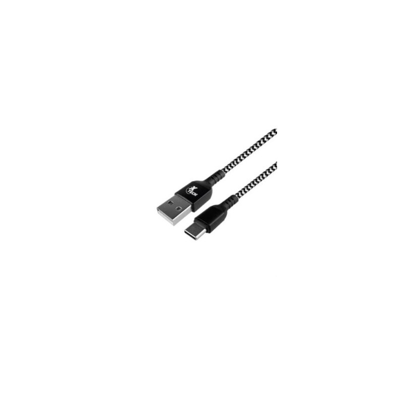 Cable Tranzado XTech XTC-511 con Conector Tipo C Macho a USB 2.0 a Macho 1.8m 28AWG Negro y Blanco