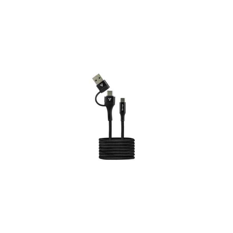 Cable Vorago CAB-126 Tipo C a Tipo C con Adaptador a USB-A 60W Carga Rápida 1m Color Negro