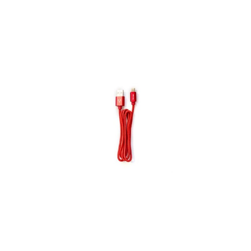 CABLE VORAGO CAB-209 DUAL MICRO USB/LIGHTNING ROJO 1M BOLSA