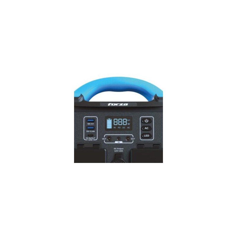 Generador Eléctrico Portátil Forza FPP-T300 300W Tomas 2AC/6DC 2 Ventiladores Pantalla LCD Panel de Control Integrado