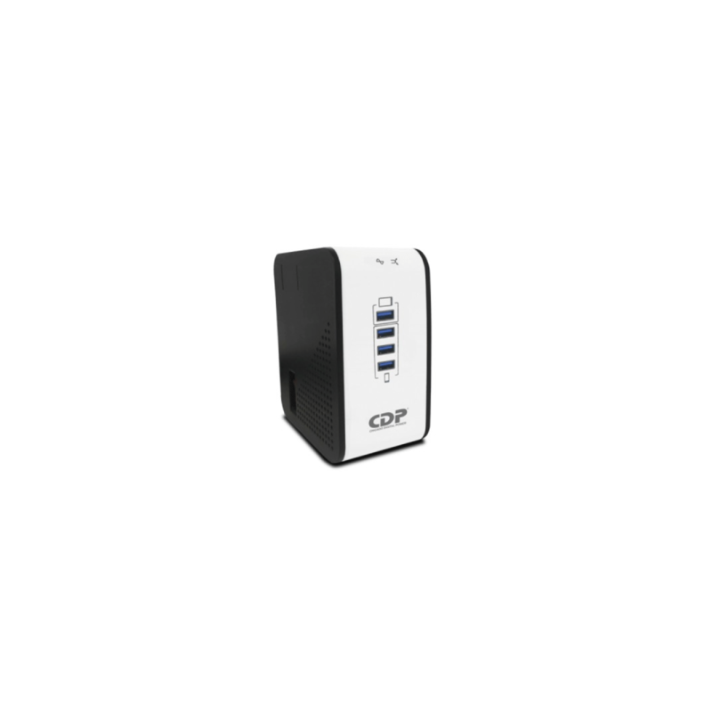 Regulador de voltaje CDP R2CU-AVR1008 1000VA/500W indicadores LED de funcionamiento 8  NEMA 5-15R y 4 puertos USB