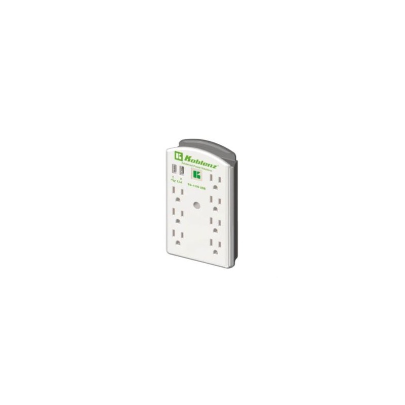 Supresor Pared Koblenz SS-1100 USB 100 Joules 7 Contactos/2 Puertos USB 2.4A LED