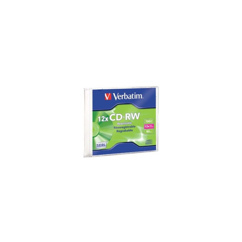 Disco VERBATIM CD-RW 4X-12X 80MIN 700MB Slim Case