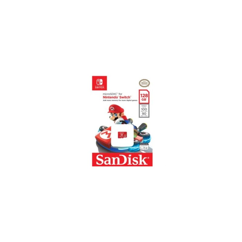 Memoria Micro SD SanDisk Nintendo Switch 128GB Micro SDXC Clase 3 Brand Mario Bros Color Rojo SDSQXAO-128G-GNCZN