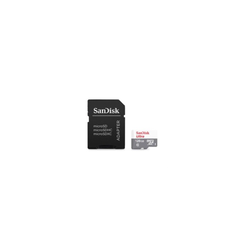 Memoria Micro SD SanDisk Ultra 128GB Micro SDXC UHS-I Clase 10 C/Adaptador Color Gris Blanco SDSQUNR-128G-GN3MA