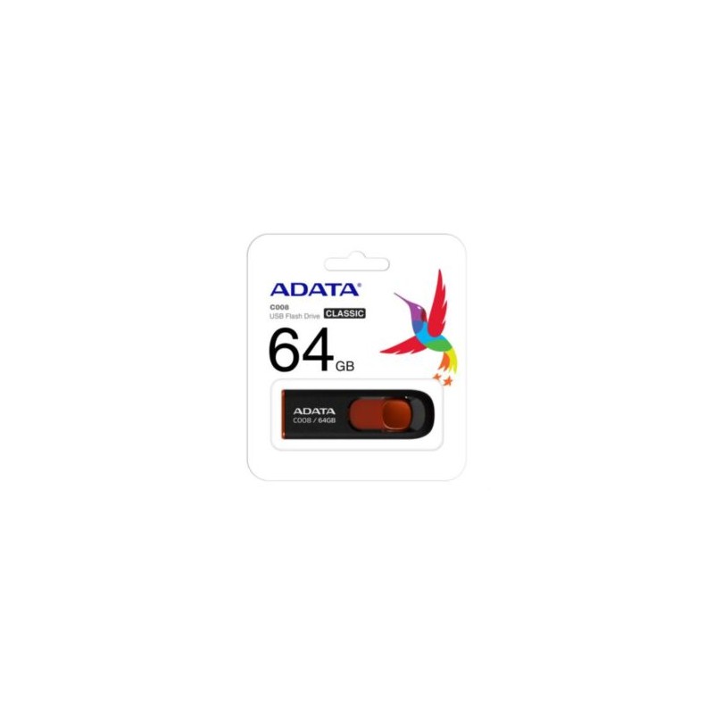 Memoria USB Adata C008 64 GB Color Negro-Rojo