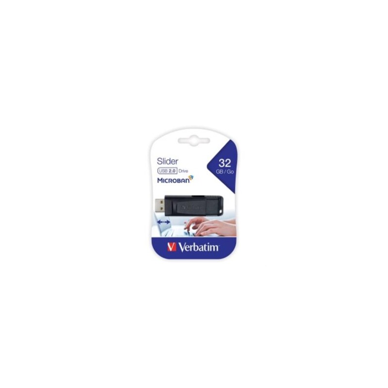 Memoria USB VERBATIM Flash 2.0 Slider 32GB – Negro