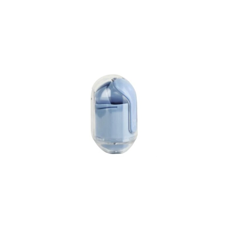Audífonos Inalámbricos Perfect Choice TWS Estuche Transparente ClearBeat con Indicador de Carga Color Azul