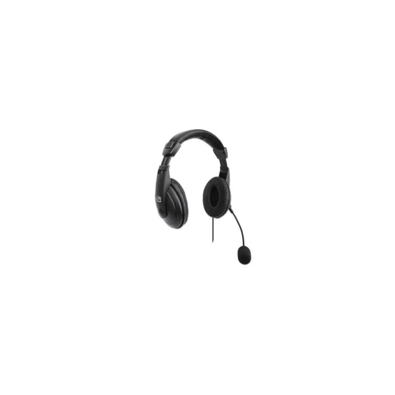 Audífonos Manhattan Estéreo USB Micrófono Ajustable Control Integrado Color Negro
