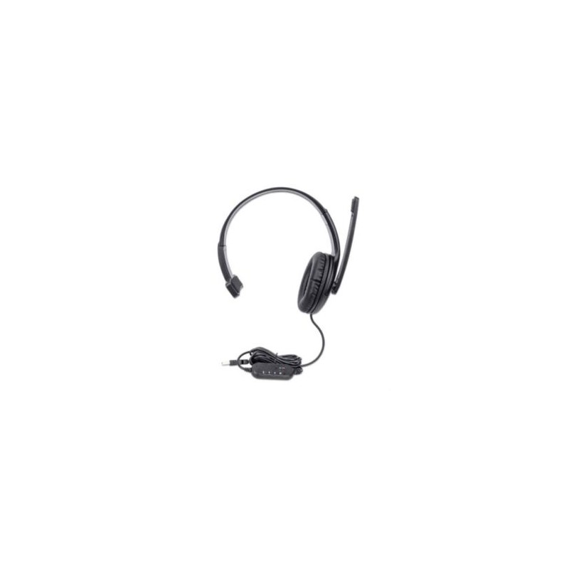 Audífonos Manhattan USB Monoaural Microfóno Control de Volumen Color Negro