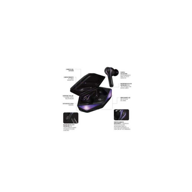 Audífonos Gamer Primus Arcus 200S Inalámbricos Bluetooth con Estuche de Carga Tipo C Color Negro/Morado