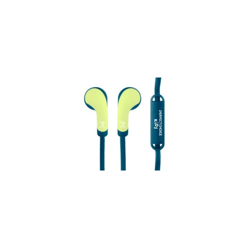Audífonos Perfect Choice In-Ear Alámbricos 3.5mm con Estuche Bubble Gum Color Azul-Amarillo