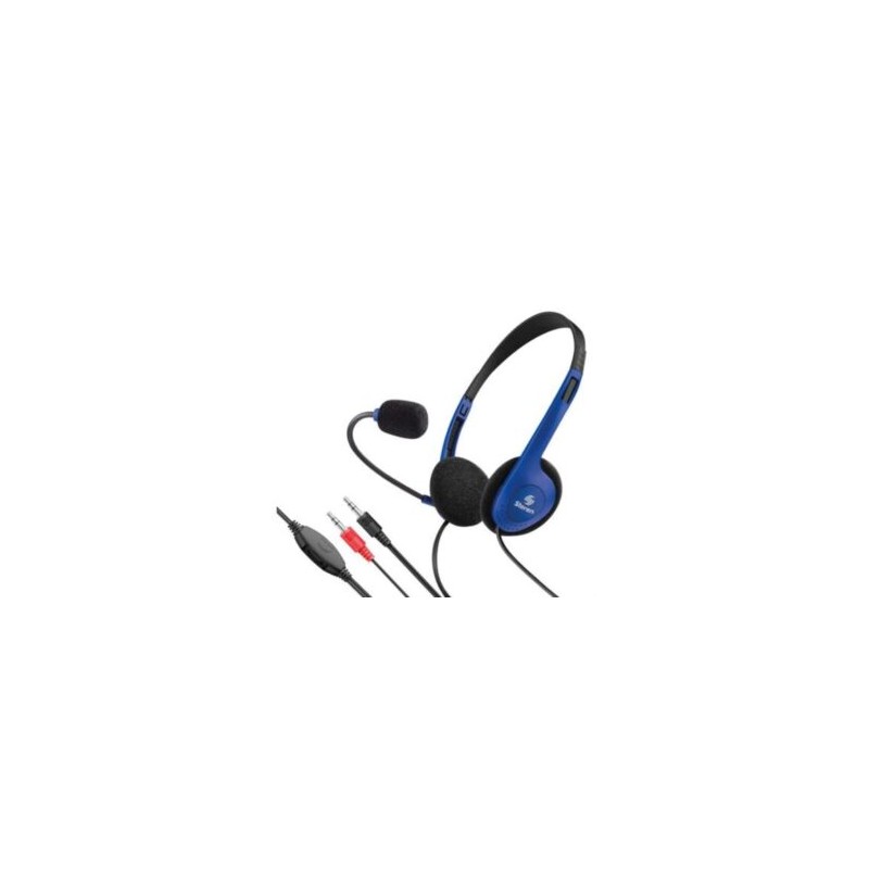 Audífonos Steren Para Computadora 1.8m Micrófono Integrado Color Negro con Azul