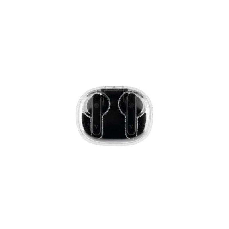 Audífonos Vorago ESB-401 TWS Bluetooth 5.3 Carga de 300 mAh Resistente al Agua Estuche Transparente Color Negro