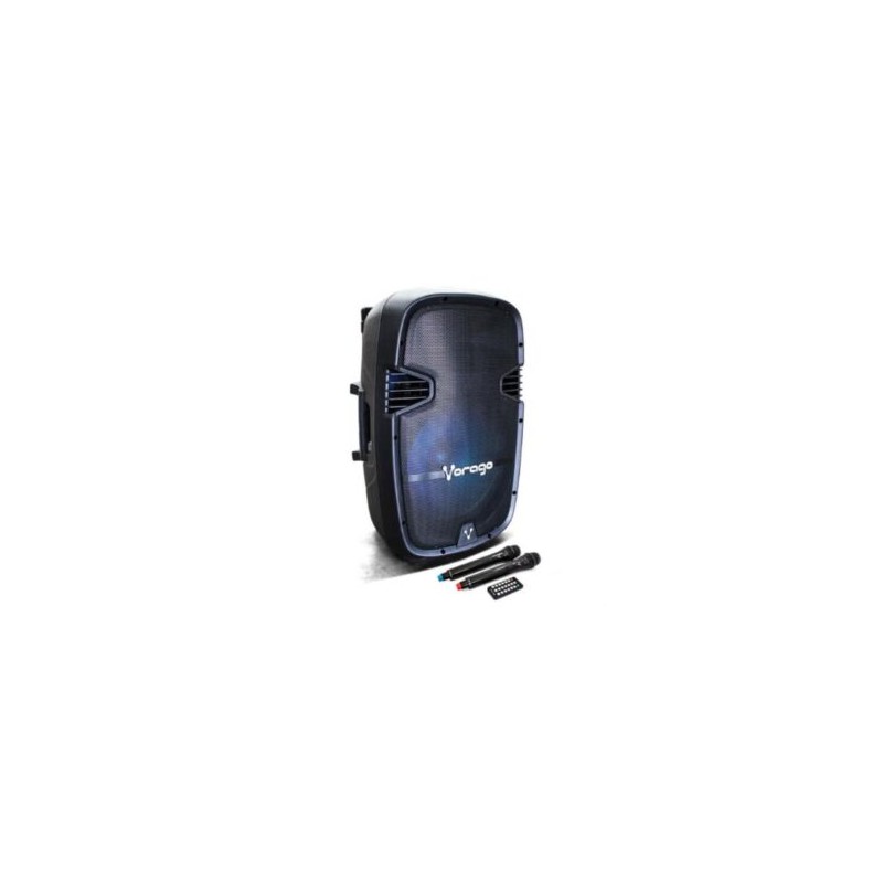 Bocina Bafle Vorago Karaoke KSP-500 15? Bluetooth TWS 2 Micrófonos Color Negro