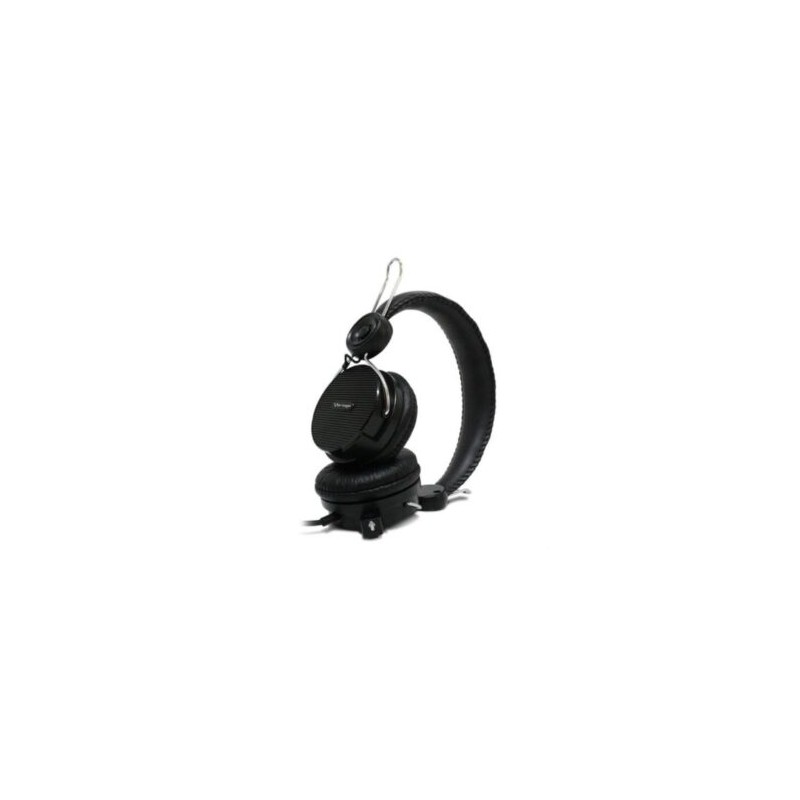 Diadema Alámbrica Vorago HS-201 Doble Jack 3.5mm Micrófono Retráctil Color Negro