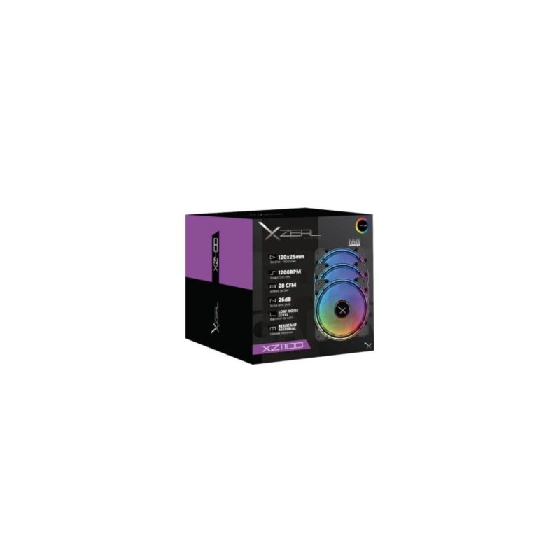 Kit Ventiladores Xzeal XZ1100 ARGB 120x25mm 1200 RPM