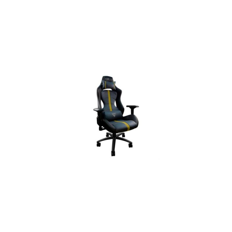 Silla Game Factor CGC650 Tapizado Automotriz Reclinable Descansa Brazos 4D Altura Ajustable Frenos Color Negro-Amarillo