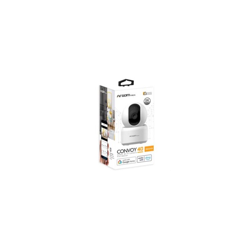 Cámara Inteligente Argomtech Convoy 40 para Interior 3MP 1296p 2K QHD 128GB Lente 355° 10m Color Blanco