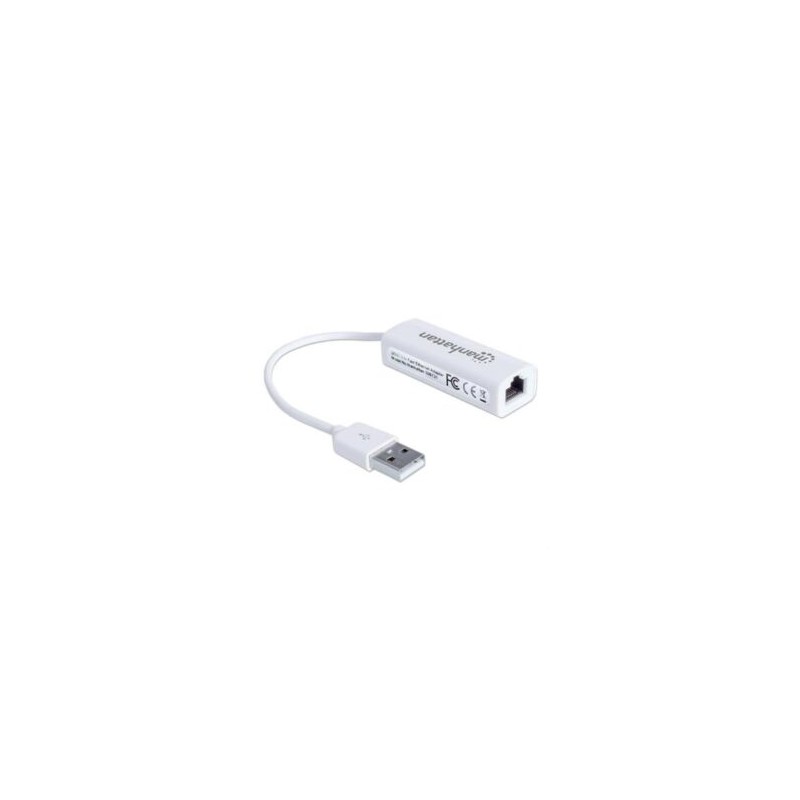 Adaptador Manhattan Fast Ethernet USB 2.0 Alta Velocidad 10/100 Color Blanco