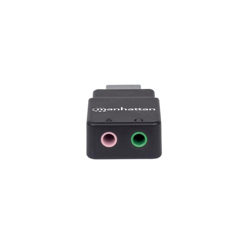 Adaptador Manhattan Sonido Estéreo USB Alta Velocidad a Puertos 3.5mm Color Negro