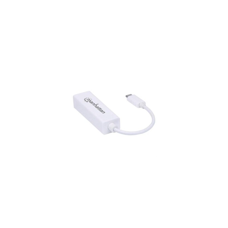 Adaptador Manhattan USB C 3.1 a Red Gigabit 10/100/1000 Mbps Color Blanco