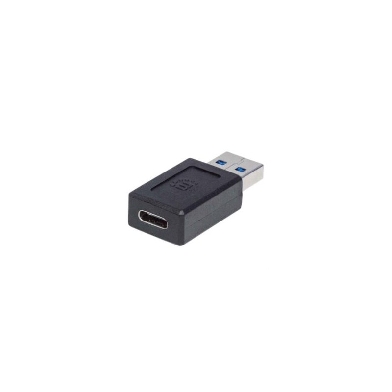 Adaptador Manhattan USB-A a USB-C Súper Velocidad Color Negro