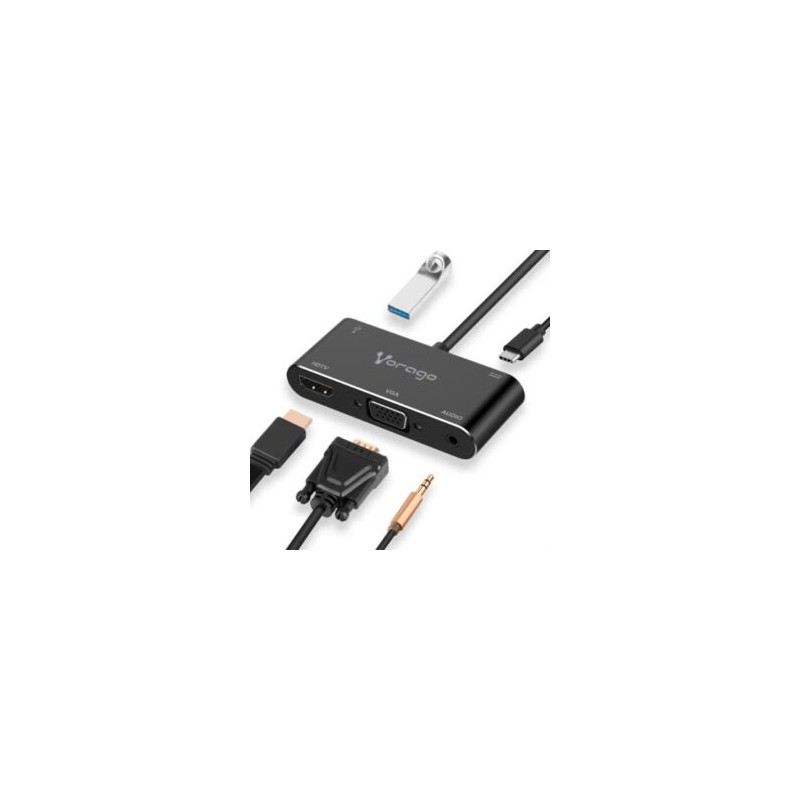Adaptador Vorago ADP-350 5 en 1 USB Tipo C a HDMI/VGA/USB