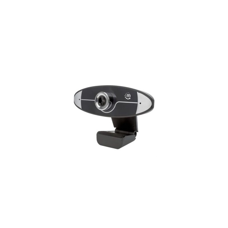 Cámara Web Manhattan Alta Definición HD 720p USB Micrófono Base Ajustable Color Negro